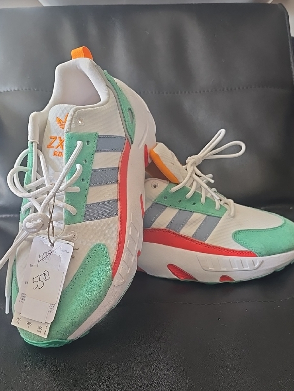 adidas White Mint Green and Coral Athletic Sneakers